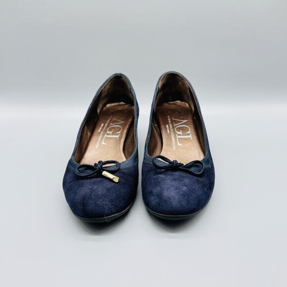 AGL Attilio Giusti Leombruni Shoes Womens 39 US 9 Blue Suede Block Heels Italy - Picture 3 of 11